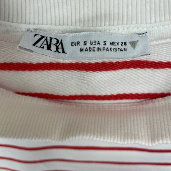 Zara Red Striped Short-Sleeve Sweatshirt - Picture 5 of 5